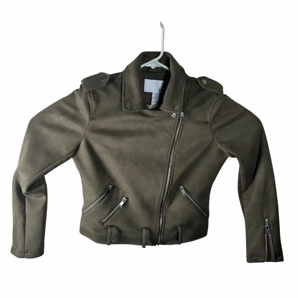 Bar III Olive Green Biker Jacket